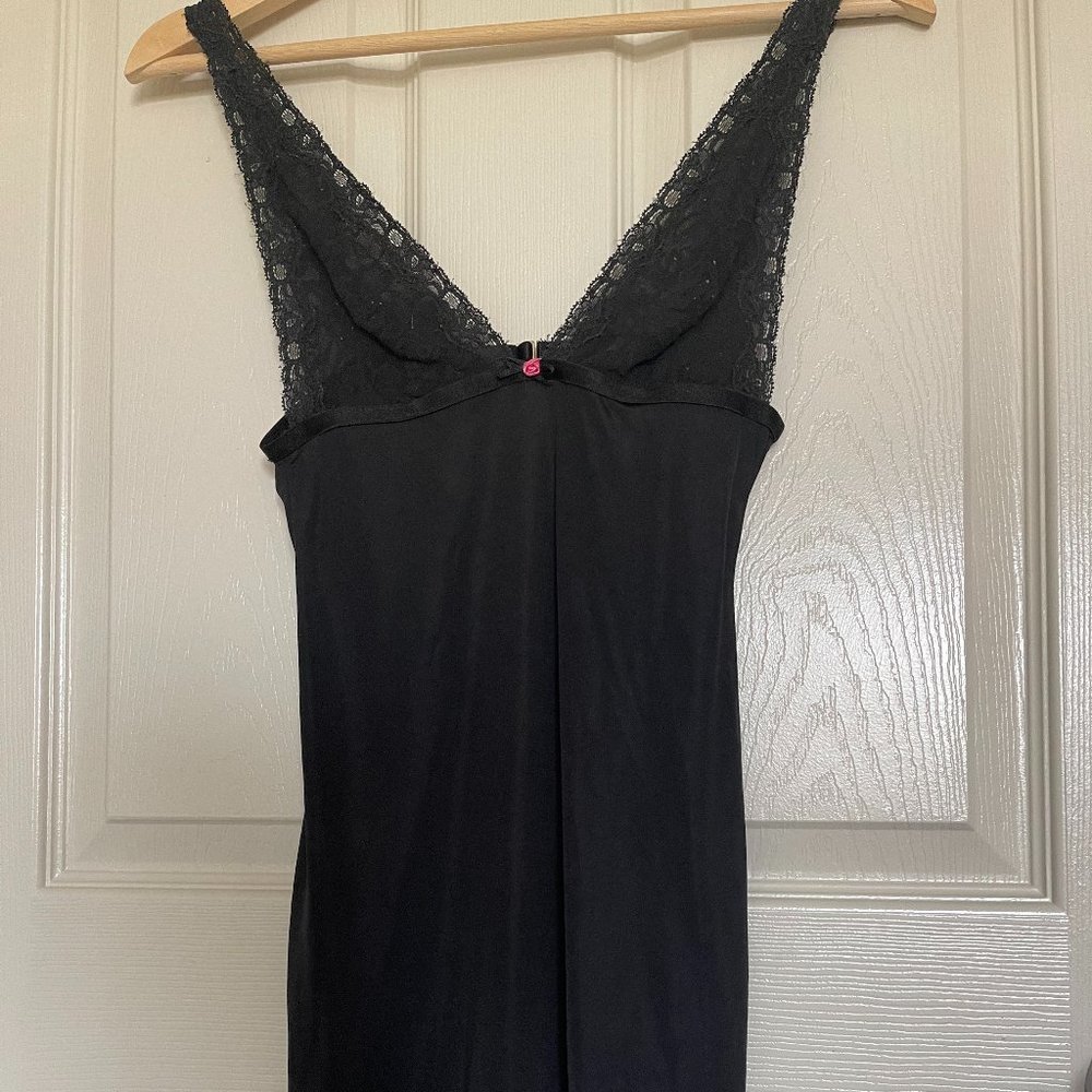 Victoria's Secret Satin Mini Slip (Black, S)